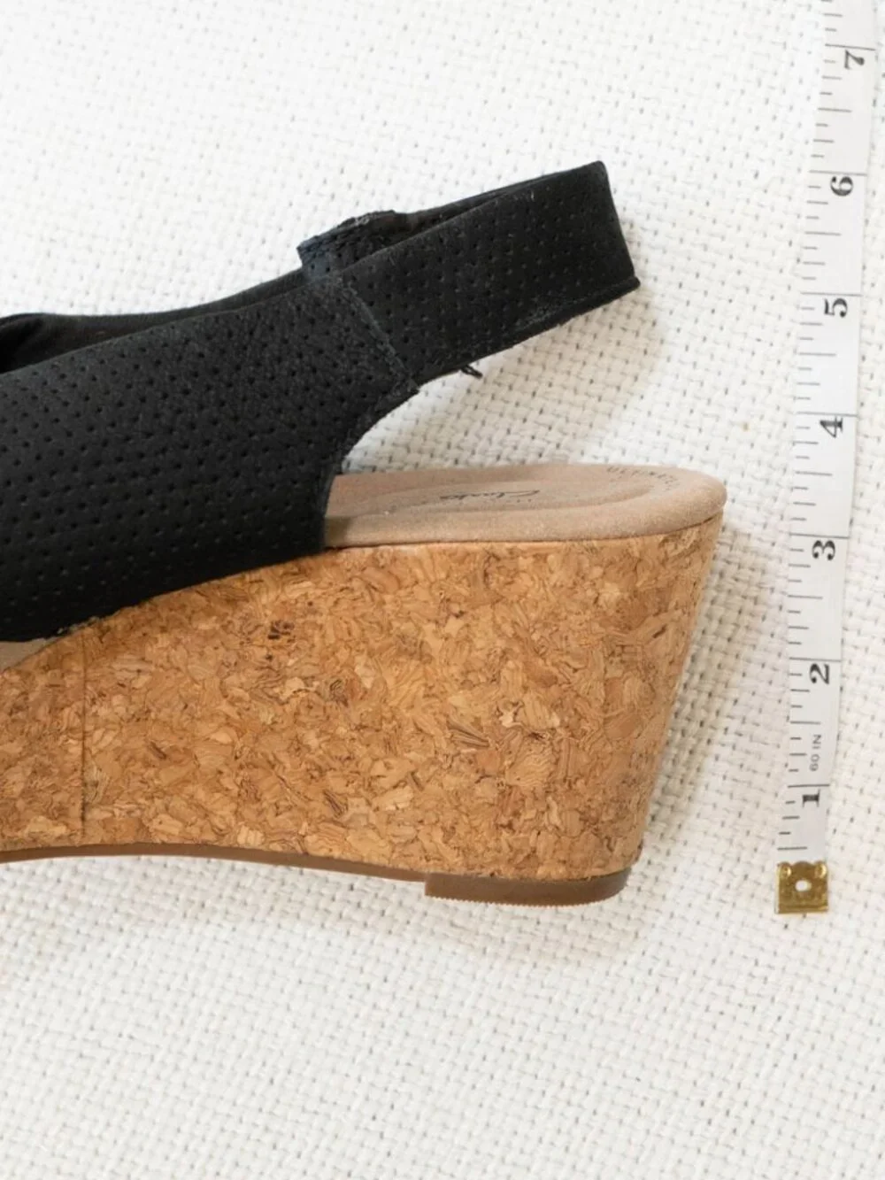 Clarks Annadel Parker Black Open Toe Cork Wedge Sandals Comfort Shoes Sz 9
